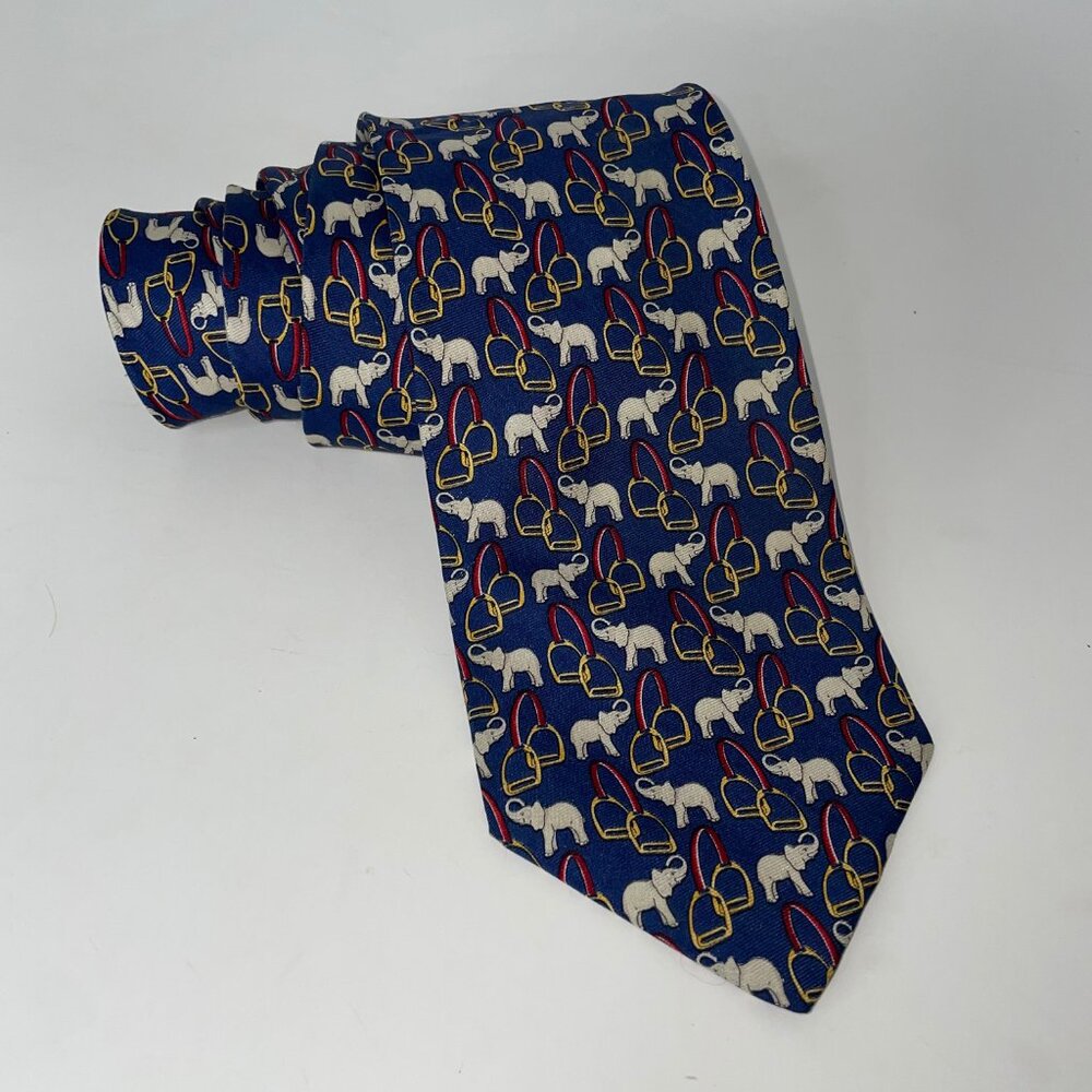 Brooks Brothers Vintage Men's Elephant Tie Multicolor 100% Silk Made in USA